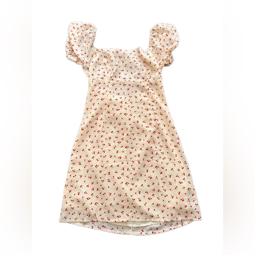 Princess Polly Xx Cream Cherry Print Square-Neck Mini Dress